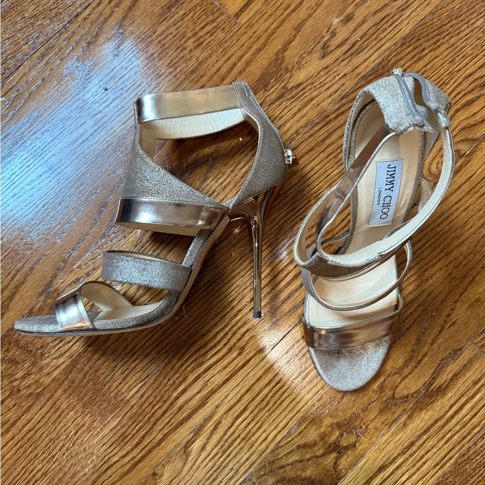 Jimmy Choo Gold Strappy Heels